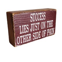 DHP Solid Wood Block sign distressed old fashion look for desk or wall. Success  - £12.64 GBP