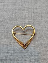 Open Gold Tone Heart Pin Pinback Brooch, 1.125&#39;&#39; Length Vintage - $9.79 CAD