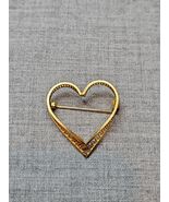 Open Gold Tone Heart Pin Pinback Brooch, 1.125&#39;&#39; Length Vintage - $9.79 CAD
