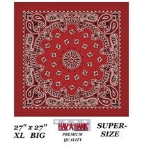 Hav-A-Hank Xl Super Over Size Red Paisley 27&quot; Bandana Head Wrap Scarf Face Mask - £7.11 GBP