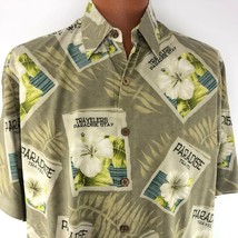 Caribbean Hawaiian Aloha Shirt L Paradise Travelers Palm  Hibiscus Tropical - £35.85 GBP