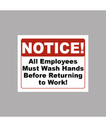 Employees Wash Hands 10&quot; wide x 8&quot; tall Self-Adhesive Washable Vinyl Decal - €5,04 EUR