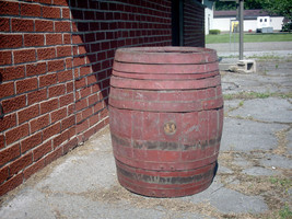 Antique/Vintage Primitive Wooden Barrel Iron Banded - 24&quot; Tall - $150.00