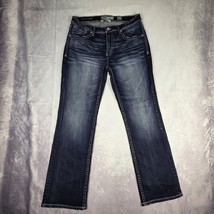 BKE Derek Jeans Mens Dark Wash Bootcut Denim Jeans Embellished Pockets 3... - $44.54