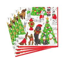 Caspari Christmas Caroling Pets Paper Guest Towel Napkins - 15 Per Package - £9.18 GBP+