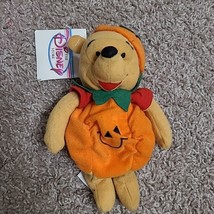Disney Store Winnie The Pumpkin Pooh 8&quot; Beanbag Plush Toy NWT NOS Halloween - £4.71 GBP