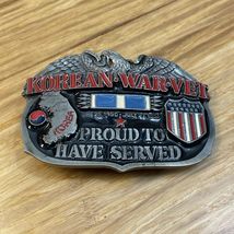 Vintage 1988 Korean War Vet Proud To Have Served Belt Buckle Veterans KG JD - $19.80