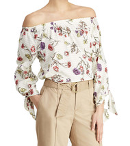 Lauren Ralph Lauren Womens Floral Print Off The Shoulder Top,Cream,X-Large - £37.58 GBP