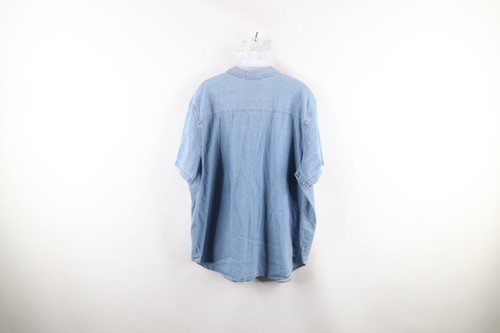 Vtg 90s Womens 20W Distressed Country Primitive Bear Flower Denim Button Shirt Item image 10