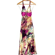 B. Darlin Halter Purple Print Prom Formal Size 7 Dress Resort Cruise Mar... - £38.95 GBP