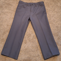 Vintage Wrangler Pants Mens 36x25 Gray Pleated Slacks Polyester Wrancher... - $19.40