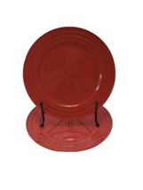 2 Rachael Ray Double Ridge Dinner Lunch Plates 11inch Red H023 - £15.60 GBP
