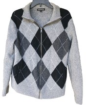 Express Design Studio Mens Wool Sweater Full Zip Multicolor Sz L - £14.23 GBP