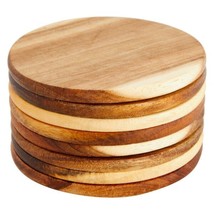 8 Pack Acacia Wood Coasters For Coffee Table Wooden Coasters For Drinks (4 In) - £20.76 GBP
