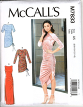 McCall&#39;s M7833 Misses 6 to 14 Knit Ruched Bodycon Dress Uncut Sewing Pattern - £12.55 GBP