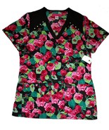 Betsey Johnson Colorful Bloomerang Roses Gold Studs 2-Pkt Scrubs Top Wm&#39;... - $47.85 CAD