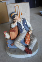 1980 Danbury Mint Porcelain Norman Rockwell Asleep on the Job Man Figurine - £15.01 GBP