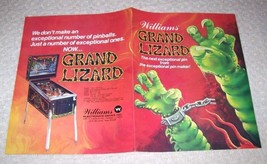 Grand Lizard Pinball Flyer Original 1986 Foldout Promo Vintage Retro Gam... - $31.83