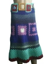 Unique Women Skirt Size L Handmade Granny Square Skirt Cuadros de la abuela - £181.40 GBP