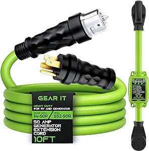 GearIT 50A Generator Extension Cord (10ft) Inline NEMA 14-50P to SS2-50R... - $207.99