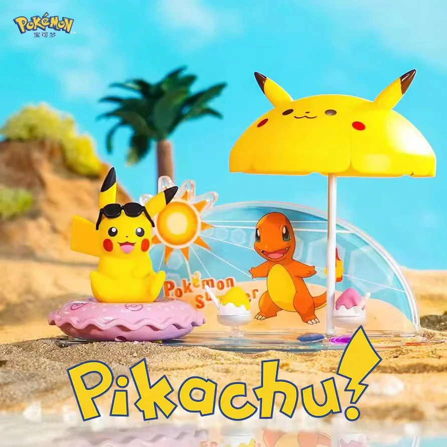 Elf Ball Pikachu Eevee Charmander 3D Scene Summer Beach Assembly Toys Pokemon - £35.77 GBP