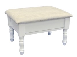 White Vintage Wooden Foot Stool Storage Beige Padded Ottoman Antique Look Rest - £128.81 GBP