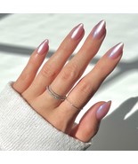 Glamnetic Press On Nails Seaspell Short Almond Pink Fake Nails with a Ve... - $37.77