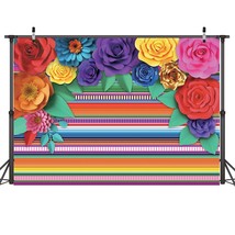 7X5Ft Mexican Fiesta Theme Party Colorful Striped Backdrop Fiesta Cinco De Mayo  - £19.57 GBP