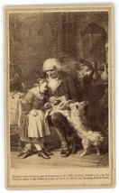 Antique CDV 1862 Drawing of Older Man With Young Girl &amp; Dog Ball, Black &amp; Co. NY - £12.39 GBP