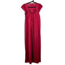 Tom Bezduda Barad VTG Nightgown Womens S Red Floral Embellished Long Satin - £15.39 GBP
