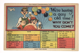 &quot;A Gay Old Time&quot; Ice Cream Cone Balloons &amp; Hot Dog Busy Person Correspondence PC - £7.86 GBP