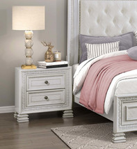 Pearl White Nightstand: 2 Drawers, Wooden, Classic - $505.99