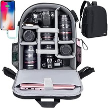 Cwatcun Camera Backpack With Usb,Rain Cover,Fit 15.6&quot;, Iii-L-Black - £51.79 GBP