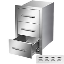 Triple Drawer Outdoor Kitchen BBQ Island Stainless Steel Drawer 15.7&quot;X21.6&quot; - £258.16 GBP