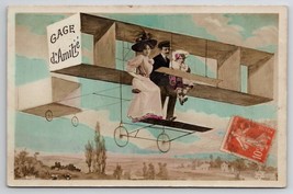 Photomontage Couple Child Airplane With Cart Aviation Tinted RPPC Postcard N25 - £33.76 GBP