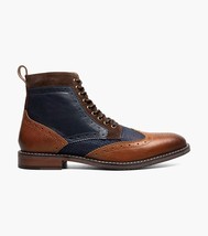 Stacy Adams Finnegan Wingtip Lace-Up Boot Cognac with Navy 25427-470 image 2
