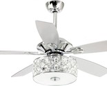 Crystal Chandelier Ceiling Fan With Remote Control, 52 Inch, Chrome, Cei... - $220.97