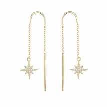 Moonmory 2022 Fashion 100% Real 925 Silver Starburst Threader Earrings With Clea - £14.97 GBP