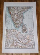 1904 Antique Map Of Southern British India / Madras Chennai Ceylon Sri Lanka - $24.71