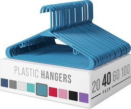 Clothes Hangers Plastic 40 Pack - Blue Plastic Hangers - The - £25.75 GBP