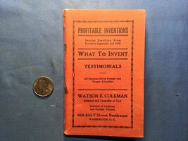 PROFITABLE INVENTIONS 1915 - WATSON E. COLEMAN ESQ - SOLICITOR OF PATENTS - $942.07 MXN