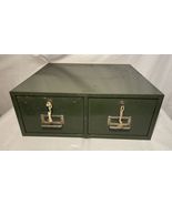 Vintage ASCO Steelmaster 2 Drawer Card Cabinet/Filing Cabinet Army Green... - $178.19