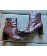 Vtg Nine West Boots Womens 8 Leather Square Toe Block Heel Zip Retro Mod... - $1,015.99 MXN