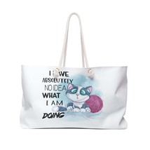 Personalised/Non-Personalised Weekender Bag, Cat Quote, Knitting/Crochet Quote,  - £39.08 GBP