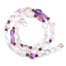 Natürlicher Kristall Amethyst Granat Edelstein Glatt Perlen Halskette 4-13mm 18 - £7.55 GBP