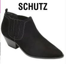 Schutz Boots Jacqueline Western Cowboy Shootie Ankle Booties Black Suede... - $45.95