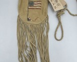 Patricia Wolf American Flag Painted Leather Cross Body Fringe Pouch Handbag - $120.93