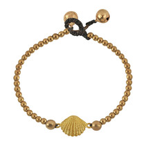 Tropical Ocean Inspired Seashell Charm Brass Beads Jingle Bell Bracelet - £7.07 GBP
