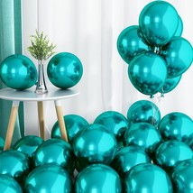 Chrome Teal Balloons, 50 Pcs Double-Layered Metallic Teal Balloons, Shiny Thick  - £23.58 GBP