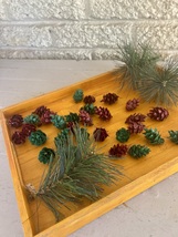 Mini Red and Green Painted Pinecones , pinecones , basket or bowl filler... - $8.00